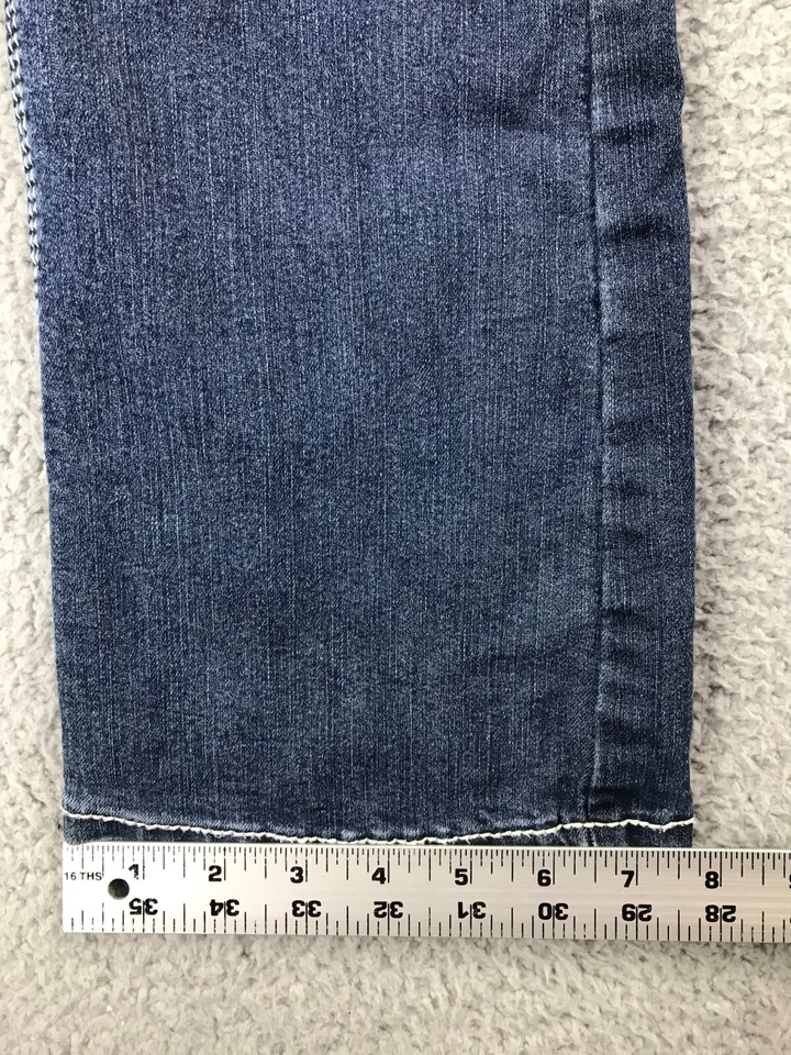 Pantalones de mezclilla Love Culture para mujer tiro bajo corte bootcut rasgado elástico azul talla 1 Foto 4 de 4