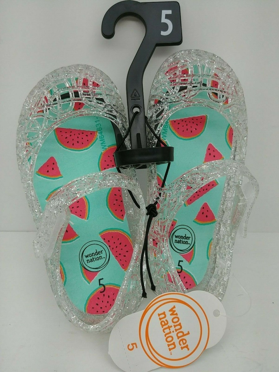 Wonder Nation Clear Jellies Watermelon Sparkles Glitter Toddler