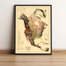 North and Central America Vintage Poster Map - 2D Flat Print
