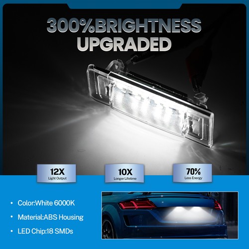2pcs For Audi TT MK1 8N 1999-2006 LED Number Plate Light Lamps License Bulb NEW - Foto 5 di 7