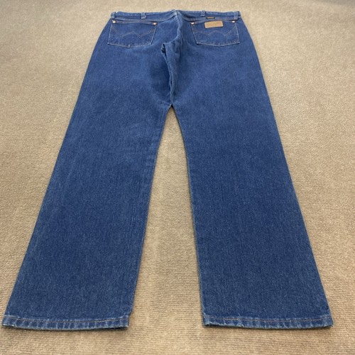 Wrangler Jeans Mens 38x34 Blue 13MWZ Cowboy Cut Distressed Western Boots Denim - Picture 2 of 12
