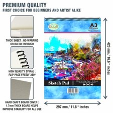 A3 Sketch Pad Cartridge Paper Book White Sketching Drawing Art Doodling Painting