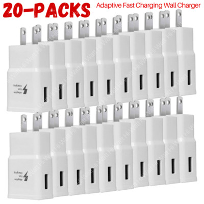 20Pack Lot Adaptive Fast USB Wall Charger Cube Power Adapter For Samsung Android