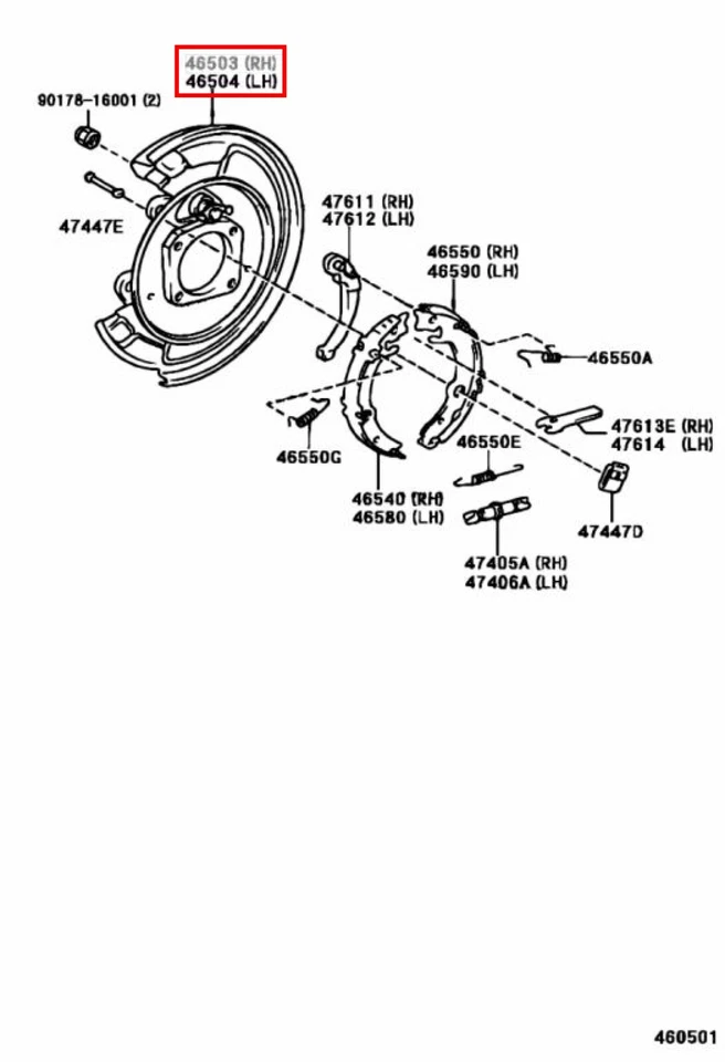 Juego de subconjunto de placa, freno de estacionamiento, derecha y derecha Toyota OEM, para Caldina Scion Foto 3 de 4