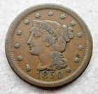 Photo of a 1850-P Large Cent from an eBay sale