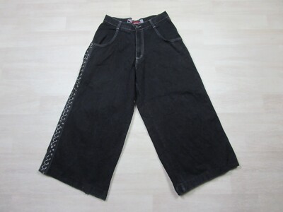 Vintage Menace Mens Wide Leg Pants Baggy Goth Punk Black 30x26 Raver Ring Accent