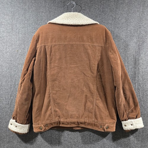 Men’s GUESS Brown Faux Fur Fleece Corduroy Snap-Button Bomber Jacket Size Small - Picture 7 of 11