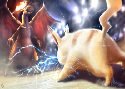 Pokemon pikachu vs charizard Pad Gaming Mat Desk