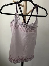 Purple and Pink Spaghetti Strap Top Size L Tank Top Vintage With Flower Pattern
