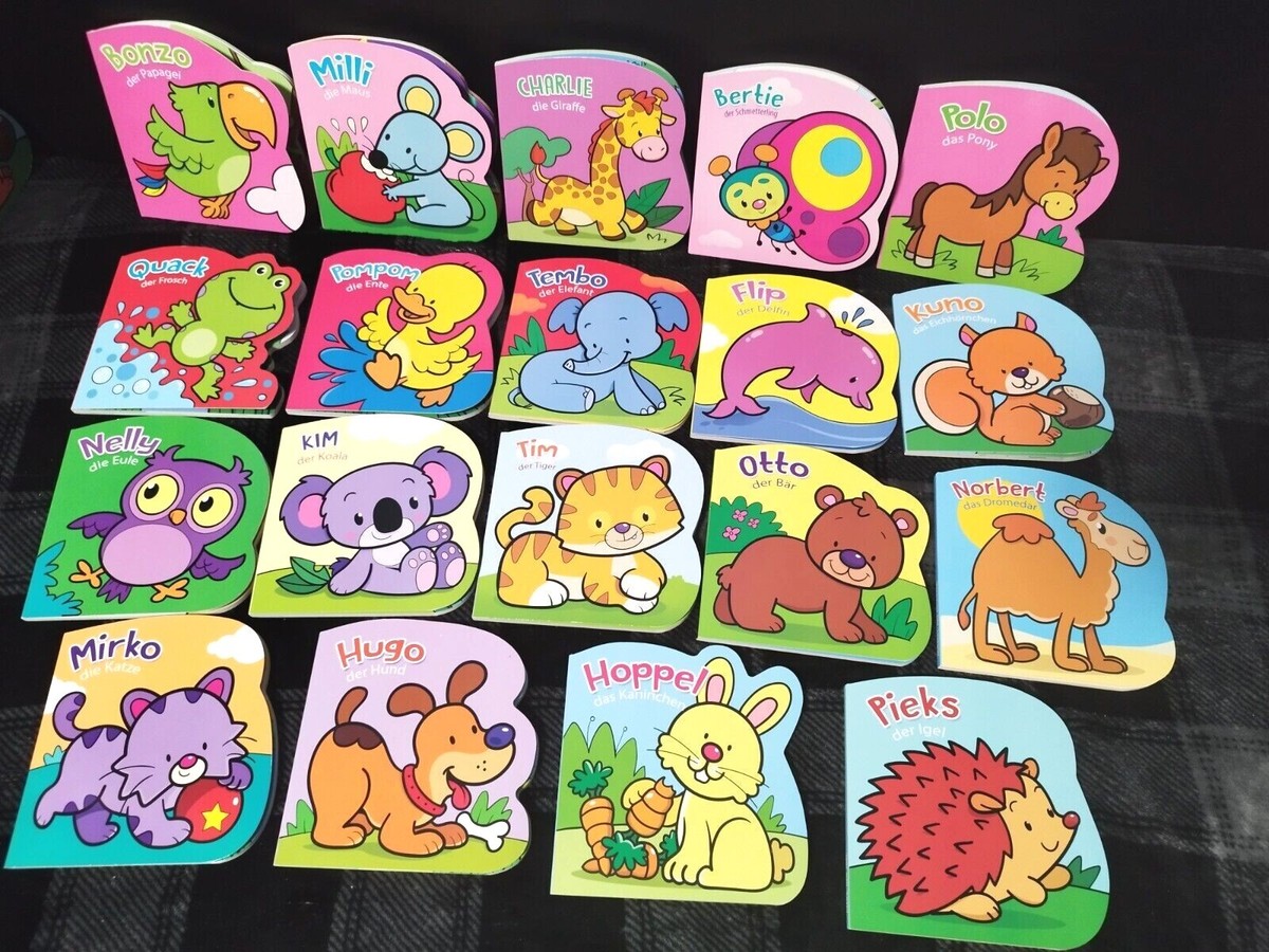 Bilderbuch mit Text für Kinder ab 2 Jahre mit Tiergeschichten Aufklappbuch