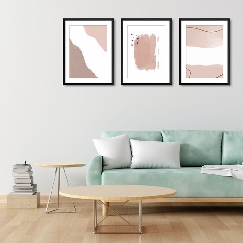 Neutral Bursh Strokes Abstract Wall Art Print Picture 1 Or Set Of 3 - Picture 3 of 11