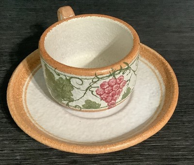 Vintage Handmade Clay Demitasse Cup & Saucer Made in Cyprus Kontos