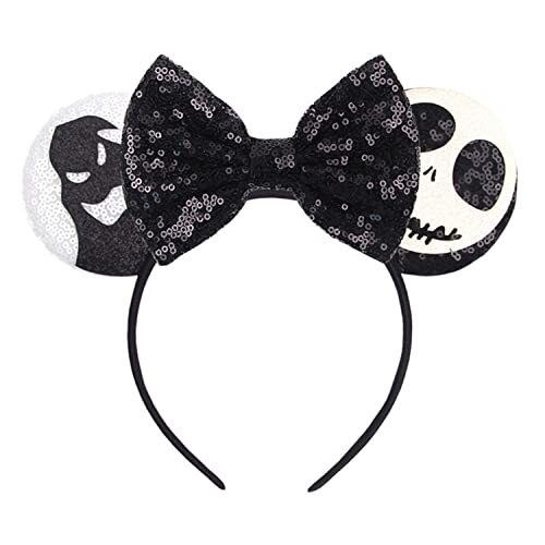 Women Girls Mouse Ears HairbandSequins Bow Party Hair Accessories Glitter Hal...