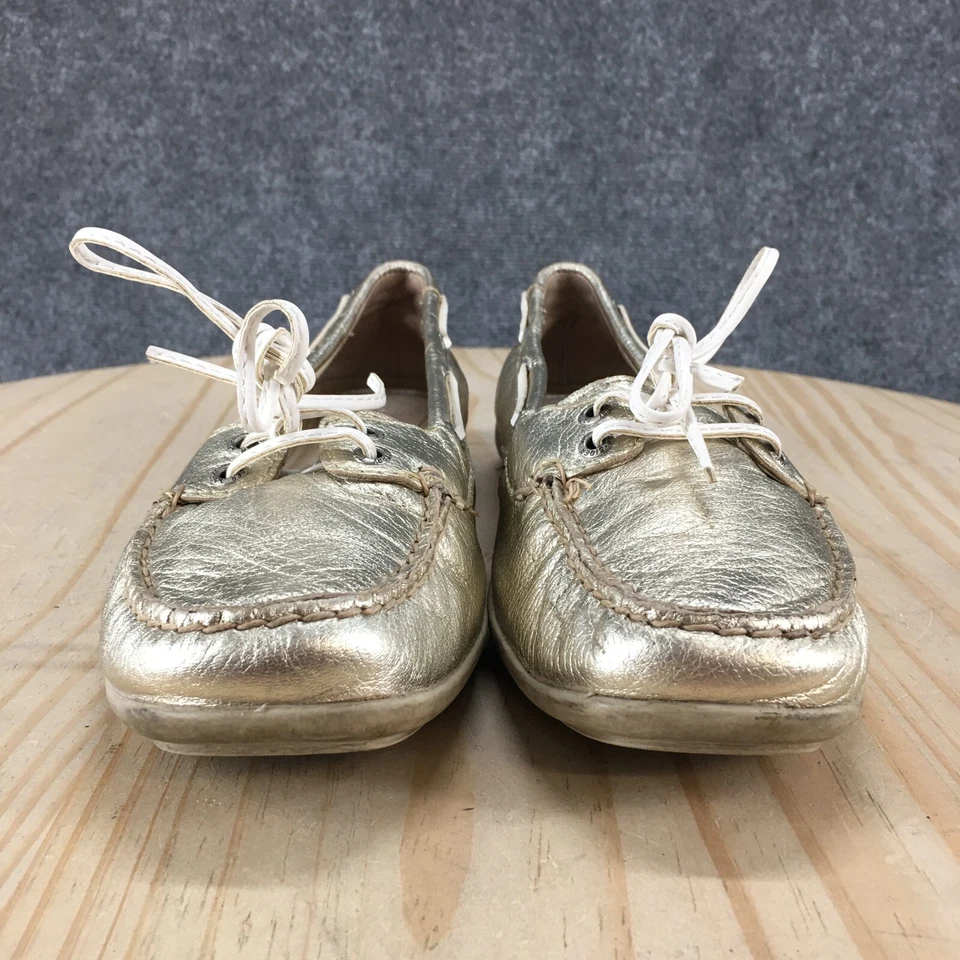 Sperry верхний сидр туфли женщин 8 M лодка золото кожи Moc носок шнурует вверх низкий верх - Изображение 4 из 4