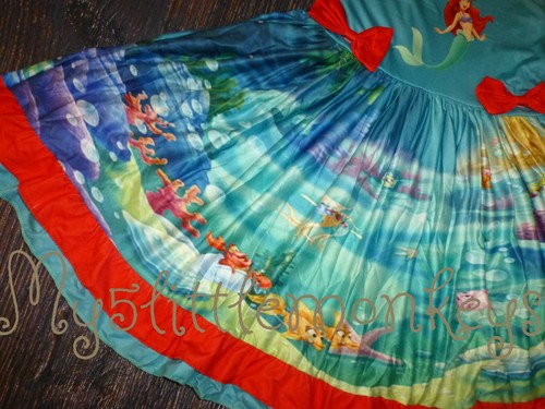 NEW Boutique Ariel Little Mermaid Girls Sleeveless Twirl Dress - Picture 3 of 7