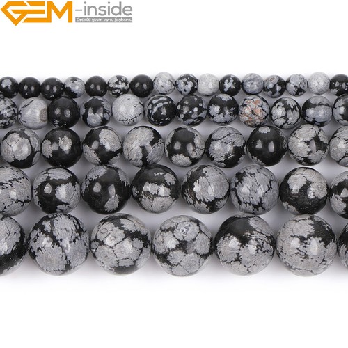 Natural Black Snowflake Obsidian Stone Jewelry Beads 15" 4mm 6mm 8mm 10mm 12mm - 第 2/38 張圖片