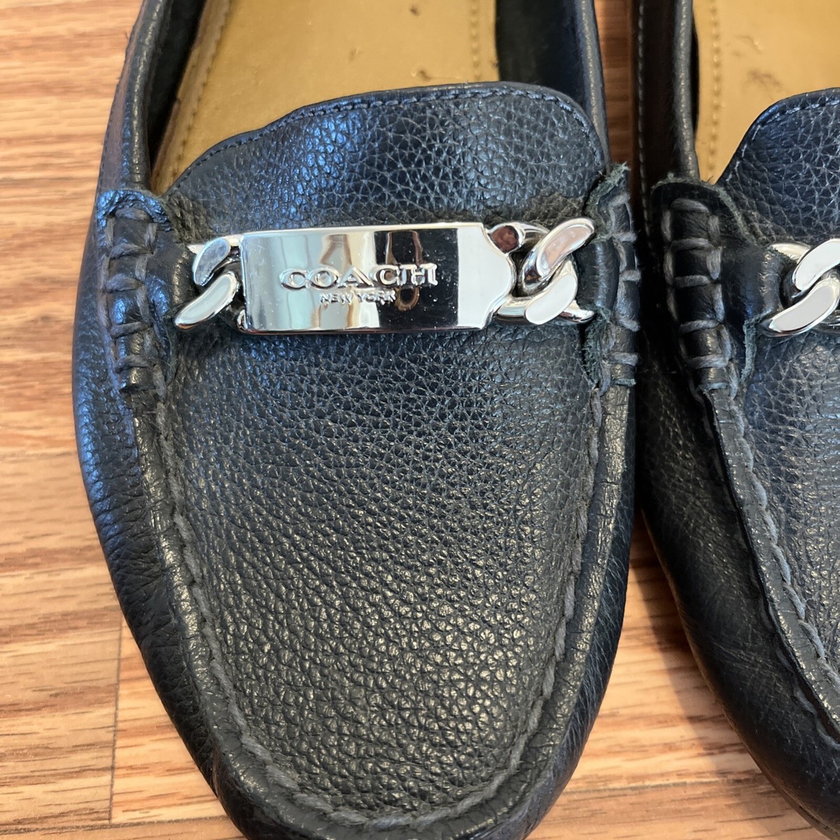 Coach Navy Leather Loafers Pebble Grain  display picture 1