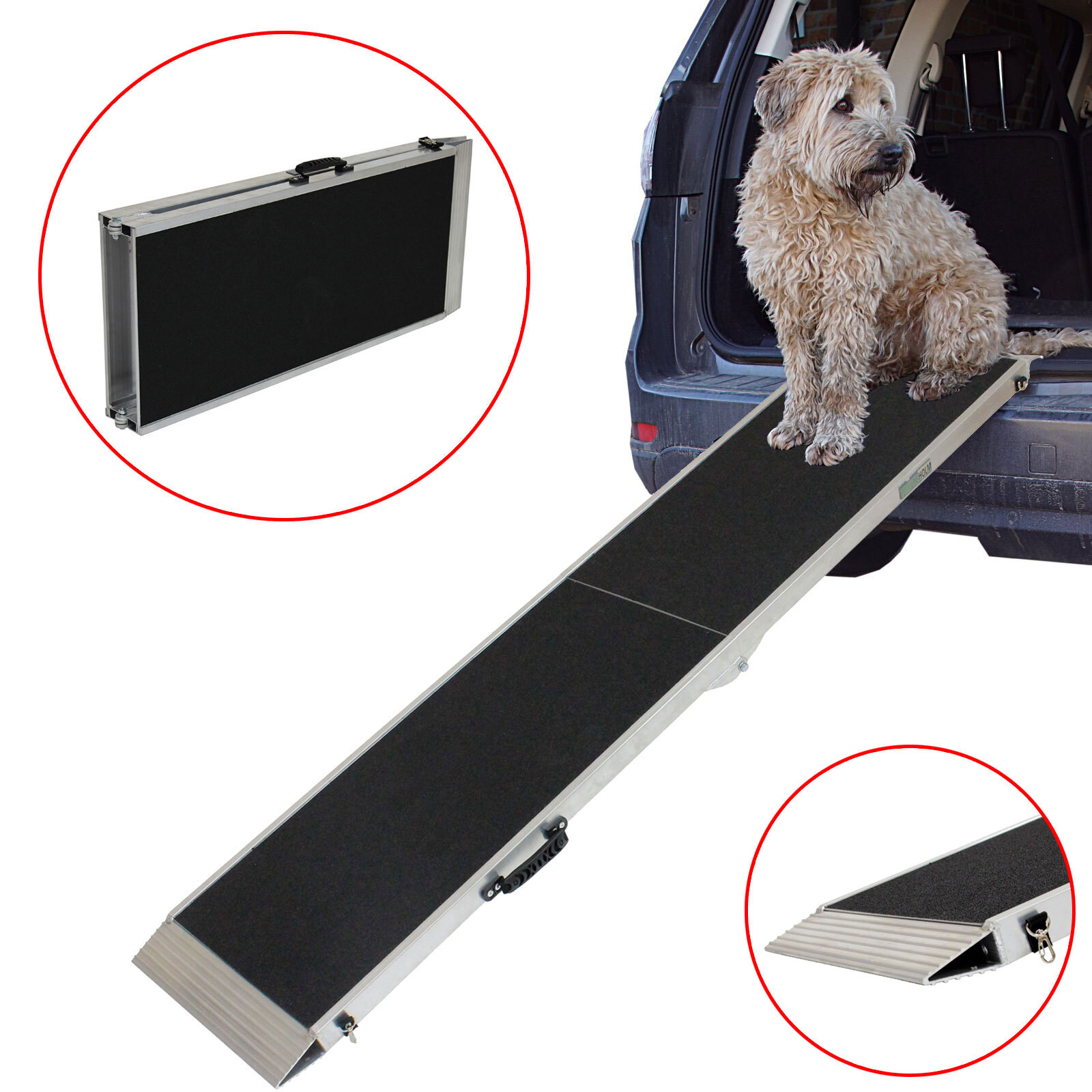 Rampa Per Cani Regolabile Pieghevole - Carico 75 Kg, Max 139x45x76 Cm, Per Auto E Viaggi, Nero - Foto 10
