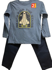 365Kids - 2 Pc Boys Pants Set. New - Size 4. T-Shirt Reads 'Reach for the Stars'