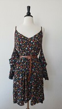 New Dress Size Small Black Floral Cottage Retro Boho Chic