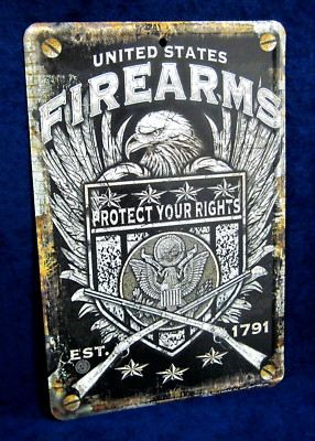 2ND AMENDMENT FIREARMS *US MADE* Full Color Metal Sign Man Cave Garage Bar Décor