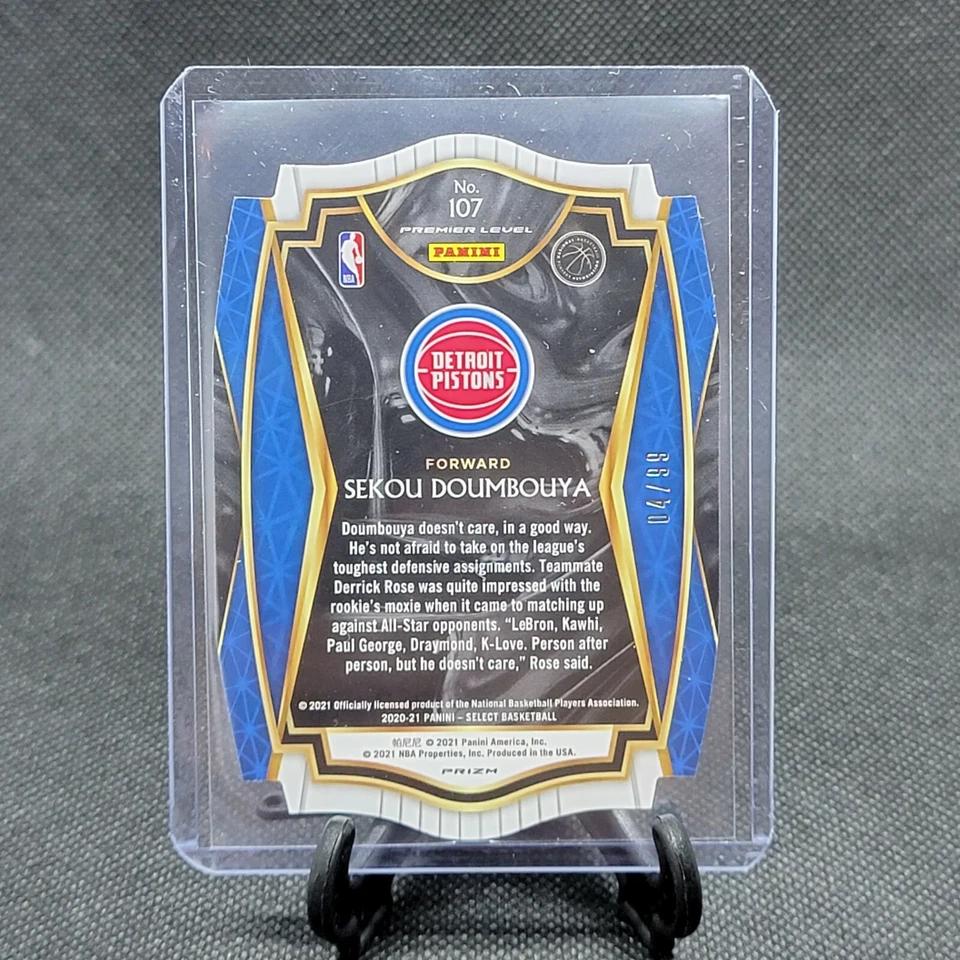 2020-21 Select SEKOU DOUMBOUYA 107 PREMIER PURPLE PRIZM DieCut SP #04/99 Pistons - Image 2 of 4