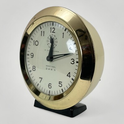 Vintage Ingraham Co. Sentinel Dawn 8 Day Wind Up Alarm Clock FOR PARTS OR REPAIR