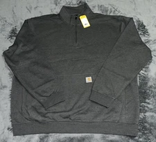 2XL Carhartt Men's LOOSE Fit Midweight 1/4 Zip Mock-Neck Carbon Heather