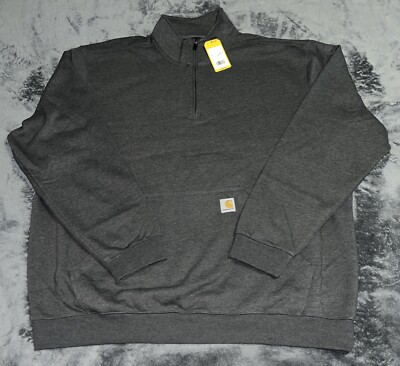 #ad XL Carhartt Men#x27;s Loose Fit Midweight 1 4 Zip Mock Neck Carbon Heather $29.20