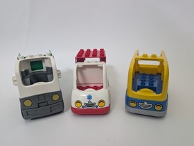 Lego Duplo Vehicle Lot Ambulance Garbage Truck 10527 School Bus 10528 incomplete