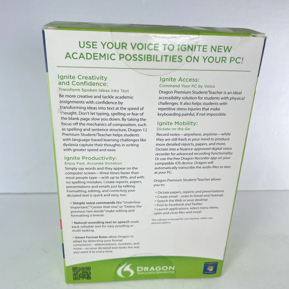 Dragon Naturally Speaking Version 12 Premium Student/ Teacher NEW SEALED - Image 2 of 4