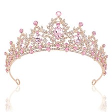 Crown for Women, Tiaras for Women Pink Princess and Queen Crown Crystal Headband