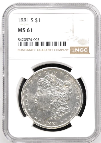 1881-S MORGAN DOLLAR NGC MS 61 GREAT FEATURES BETTER