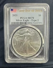 2021 Silver Eagle Type 2 First Day of Issue PCGS MS 70