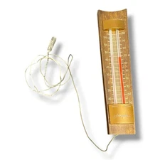 Vintage Air guide Mcm Thermometer Outdoor Indoor Wood 