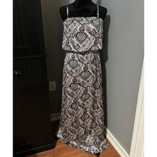 Guess Paisley Print Strappy Maxi Dress Women S Smocked Empire Waist Boho Hippie