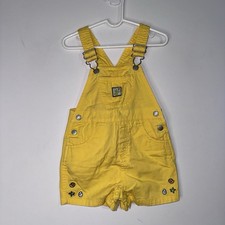 Vintage Yellow Shortalls Toddler Embroidered Beach Summer Overalls