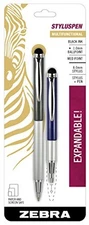 Zebra StylusPen Telescopic Ballpoint Pen, Medium Point, 1.0mm, Black Ink, Grey