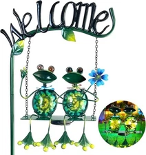 HONGLAND Outdoor Garden Solar Lights,Frog Swing Decor,Frog Frog 