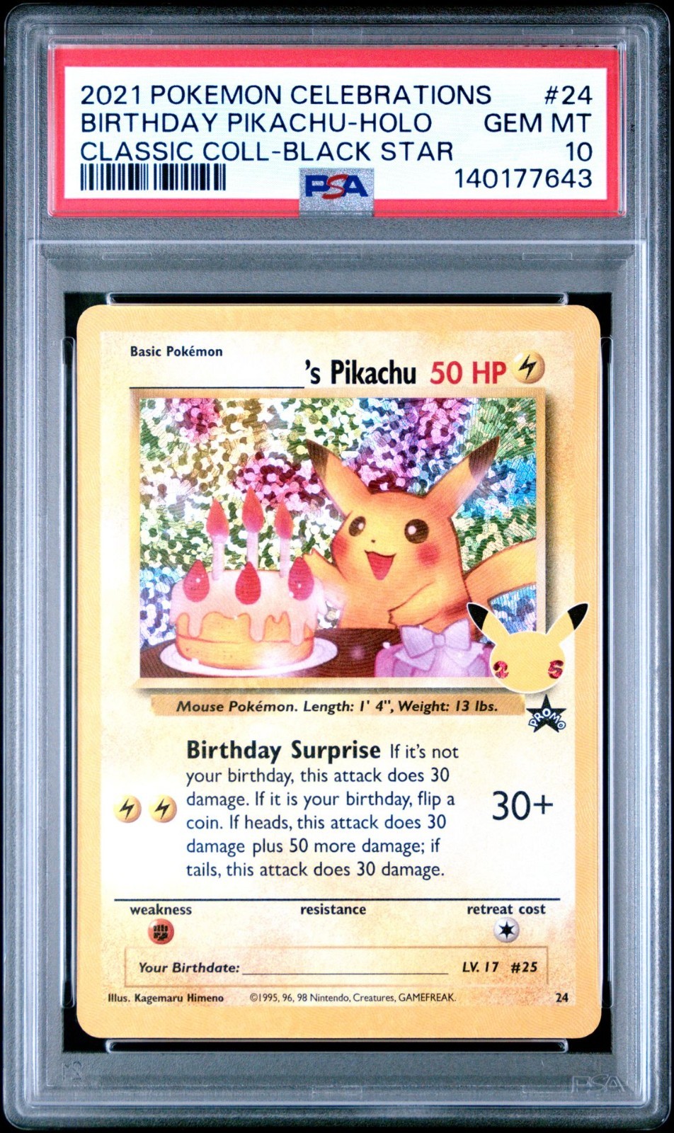 Birthday Pikachu 2021 Celebrations: Classic Collection #24 Holo