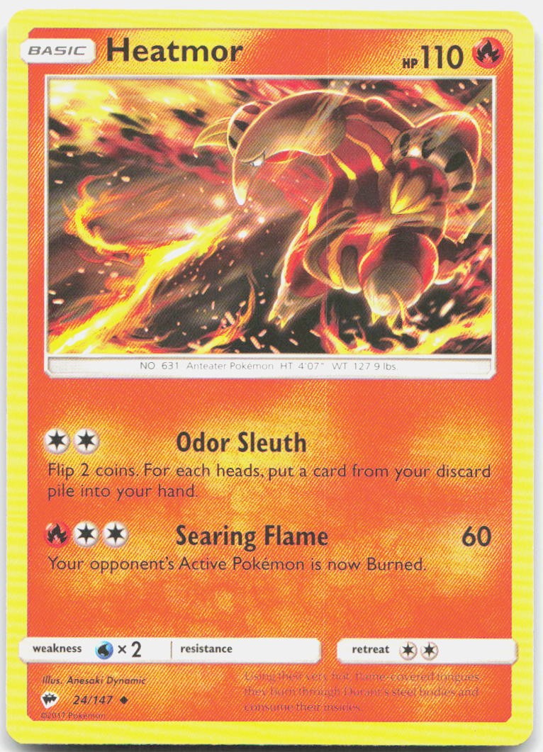 Heatmor 24/147 Uncommon Burning Shadows Pokemon LP