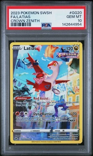 PSA 10 Latias Crown Zenith GG20/GG70 SWSH GEM MINT Graded Pokemon Card