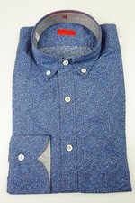 Isaia Napoli Vibrant Blue Floral Long Sleeve Cotton Dress Shirt Sz 15.5/39 NEW