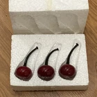Lenox Summer Sweetness (3) Glass Cherries Murano Style Handmade Vintage Fruit