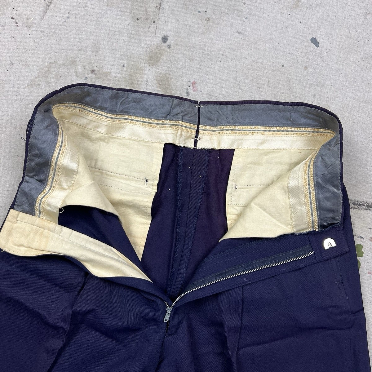Vintage 50s Purple Gabardine Rayon Drop Loop Pants Trousers Men