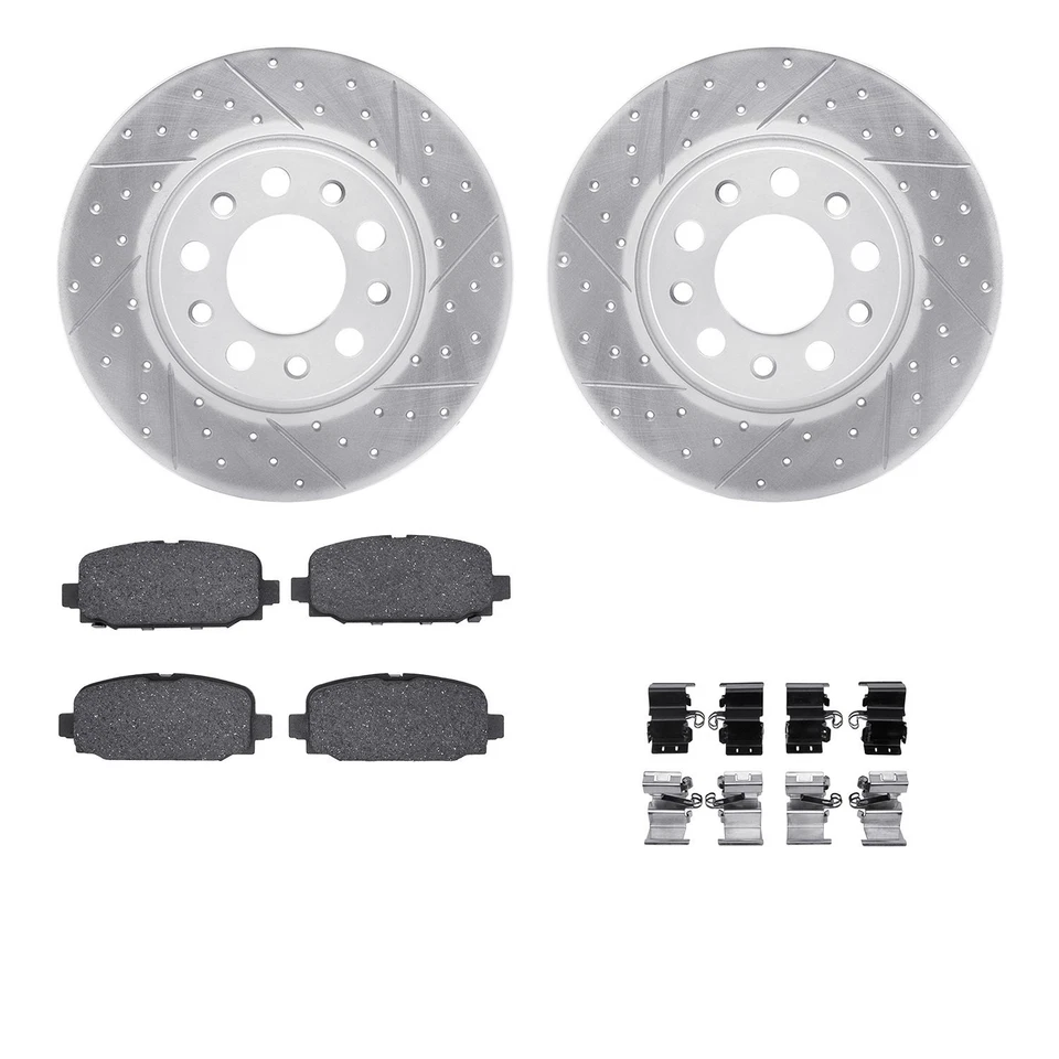 For Jeep Compass 17-24 Drilled & Slotted Rear Brake Kit w Optimum Pads Foto 2 de 4