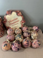 Vintage Christmas Ornaments By C And F Enterprises Set Of 12 Paper Mache Balls