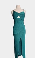 Blossom Emerald Green Evening Dress Womens 8 High Split Stretch Twist Prom