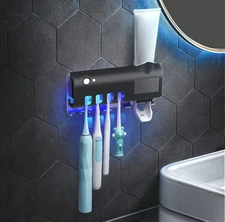 1pc Smart USB Toothpaste Dispenser & Wall‑Mounted Toothbrush Holder– Space Saver