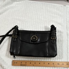 Black Solid Shoulder Bag Rectangle Zip/Snap G...